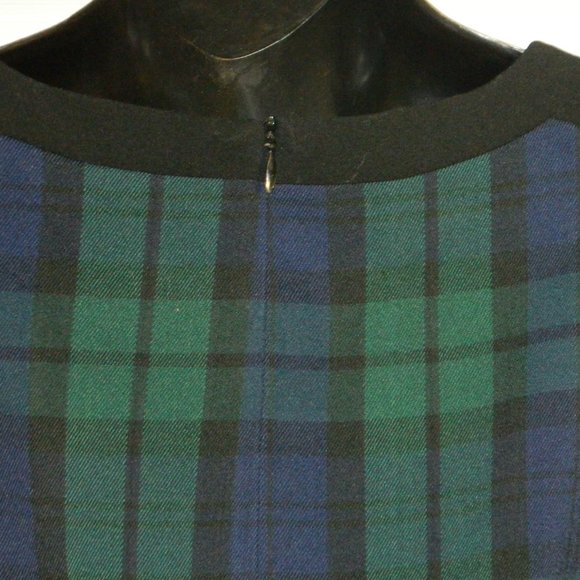 2 for/$30 JACOB Tartan Crew Neck Green Blue Sheath Dress Size 10 - Picture 5 of 7